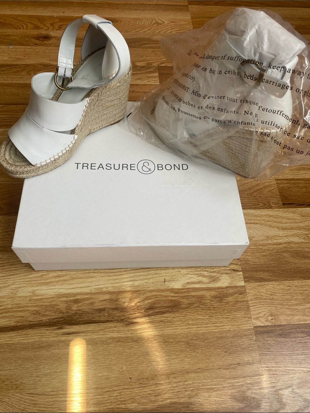 Treasure & Bond White Jute Espadrille Wedge Sandals
